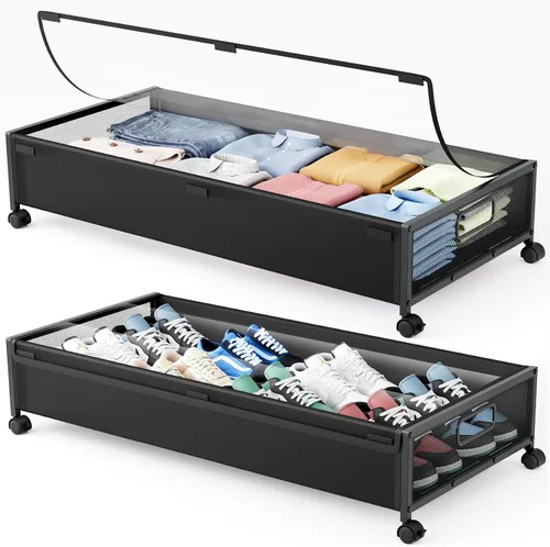 Vista 9 de Almacenamiento Debajo de la Cama con Ruedas, 1 Paquete Contenedores de Almacenamiento Debajo de la Cama, Almacenamiento de Zapatos Debajo de la Cama