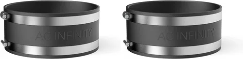 Vista 9 de Abrazadera de reducción de ruido AC Infinity de 4 pulgadas, acoplador de conducto. Stainless Steel Clamps, Flexible Rubber Coupling for Inline