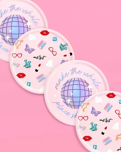 Vista 2 de xo, Fetti Platos de papel para fiesta, 24 piezas, 9 pulgadas, vajilla para fiesta de concierto, decoraciones de despedida de soltera, vajilla