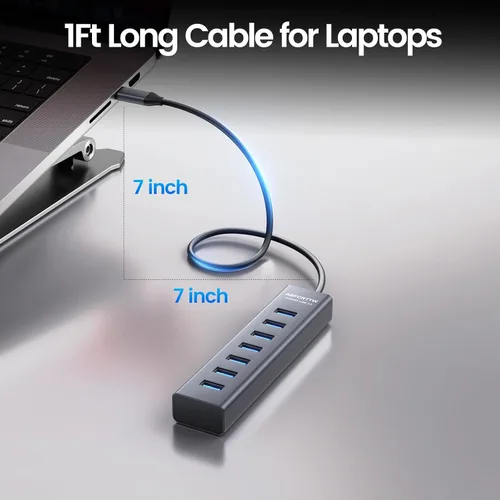Vista 9 de Adaptador multipuerto USB C a USB Hub, adaptador multipuerto USB C 7 en 1 de aluminio, extensores USB, adaptador USB a USB C para MacBook Pro/Air