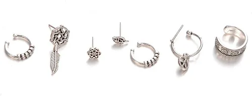 Vista 5 de Ofertas de liquidación 7 unidsset atrapasueños hoja oreja cuff aretes mujeres joyería vintage regalo