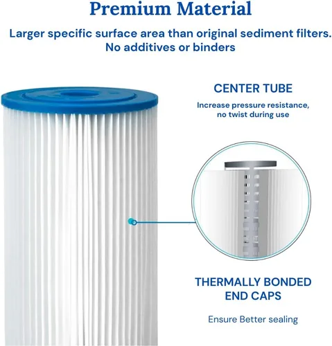 Vista 5 de Baleen Filters - Paquete de 8 cartuchos de filtro de sedimentos plisados de 10 x 4.5 pulgadas, 1 micrón, repuesto para HDX SPC-45-1001, Watts