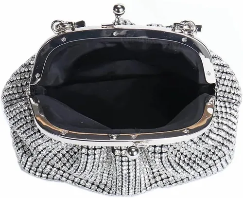 Vista 5 de DJBM Bolso de mano con diamantes de imitación para mujer, bolso de mano de noche para mujer, fiesta, graduación, cóctel, boda