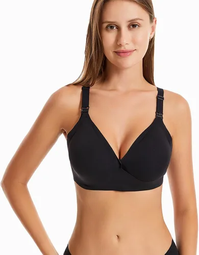 Vista 2 de Angelhood Paquete de 3 brasieres de lactancia para lactancia materna, suaves y sin costuras, brasier para dormir, bralette inalámbrico