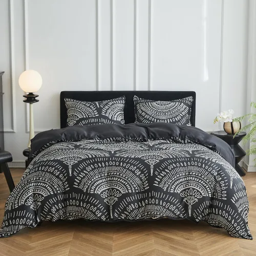 Vista 9 de Simple&Opulence Juego de funda de edredón refrescante estilo bohemio, 3 piezas, diseño geométrico tribal azteca, de lujo, ropa de cama suave