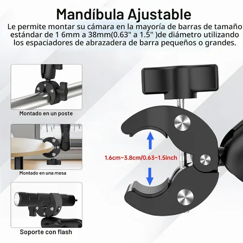 Vista 8 de Kit de montaje en manillar de bicicleta y motocicleta para Insta360, abrazadera de selfie stick para manillar de bicicleta de tercera persona