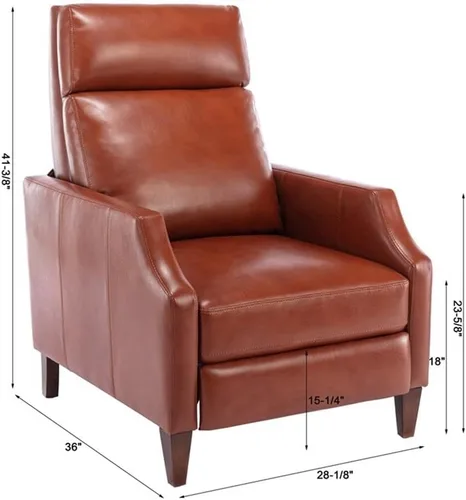 Vista 3 de Balantyne - Sillón reclinable de piel sintética color caramelo con patas de madera