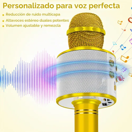 Vista 2 de KIDWILL Micrófono de Karaoke Inalámbrico Bluetooth para Niños, 5 en 1 Portátil de Mano Micrófono de Karaoke con Altavoz Reproductor Grabadora