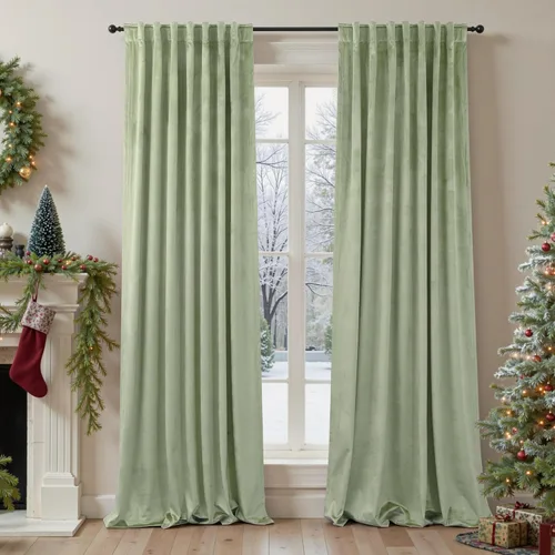 Vista 35 de Cortinas de terciopelo opacas para oscurecer la habitación de 63 pulgadas de largo para sala de estar, comedor, 2 paneles, privacidad pesada