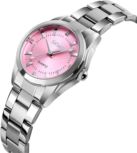 Vista 2 de Reloj de cuarzo para mujer, de acero inoxidable, impermeable, reloj clásico y elegante para mujer, reloj de regalo original