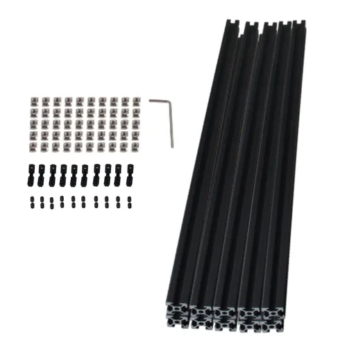 Vista 10 de 2 piezas de extrusión de aluminio de 31.496 in 2040 V estándar europeo anodizado perfil de aluminio negro anodizado con accesorios para impresora 3D