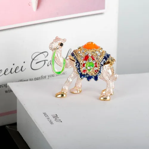 Vista 5 de SEVENBEES Figura coleccionable de camello Exquisita caja de joyería con bisagras de cristal, perfecta para los amantes de los camellos como adorno