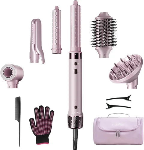 Vista 12 de Air Styler 6 en 1 con secador de pelo y rizadores de envoltura Beige