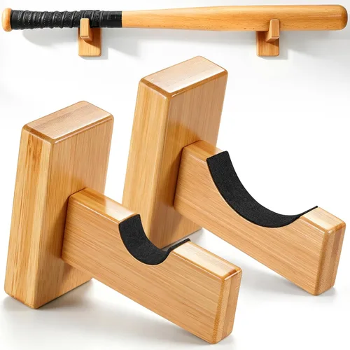 Vista 11 de 2 vitrinas para bates de béisbol, soporte resistente para bates de béisbol, soporte de exhibición de bates de béisbol, estante horizontal para bates