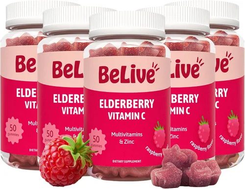 Vista 9 de BeLive Gomitas de saúco con vitamina C, D3 y zinc, suplemento multivitamínico para apoyo a la salud inmunológica para niños y adultos, 50