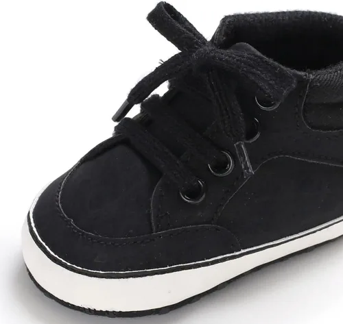 Vista 2 de Sekantrol Zapatos de cuna para recién nacidos, para niños y niñas, suela de goma suave, zapatos para bebés, zapatos deportivos de moda de caña alta