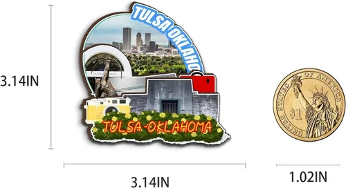 Vista 3 de Tulsa Oklahoma USA - Imán de madera para nevera, monumentos 3D, recuerdos coleccionables, decoración hecha a mano, 2