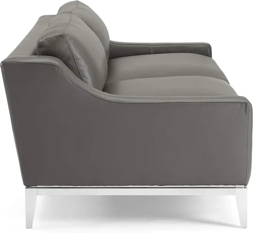 Vista 4 de Modway Arnés de sofá de cuero de 83.5" en gris con base de acero inoxidable