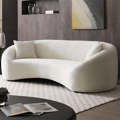 Vista 13 de KEVINSPACE Sofá moderno de 4 plazas con respaldo curvo de 88.58 pulgadas, estilo minimalista, cómodo sofá de 4 plazas con almohadas – Sofá de Beige