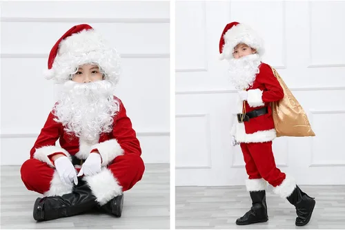 Vista 4 de ELFJOY Traje de Papá Noel para niños, disfraz de Halloween para Navidad
