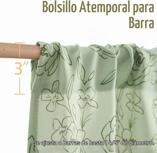 Vista 5 de Jinchan - Cenefa floral para cocina, cortina de privacidad para ventanas de 16 pulgadas, estilo rústico de casa de campo, para sala de estar Verde