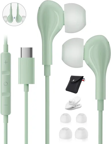 Vista 15 de USB C Headphones for Samsung Galaxy S26 S25 S24 Ultra iPhone 17 16 Pro Max Negro