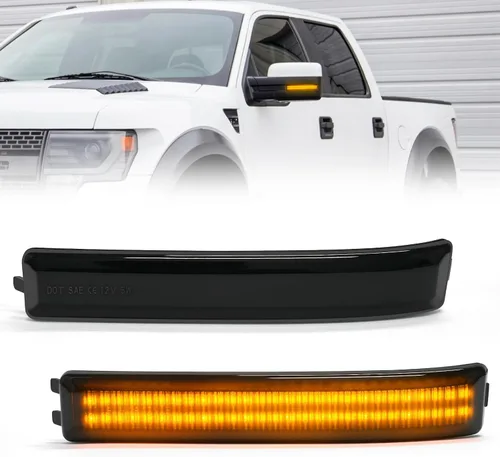 Vista 9 de Luces LED de señal de giro para espejo lateral Compatibles con Ford F150 2004-2014 Lámparas Reflectoras Raptor 2010-2014 Expedition 1997-2007 Luces