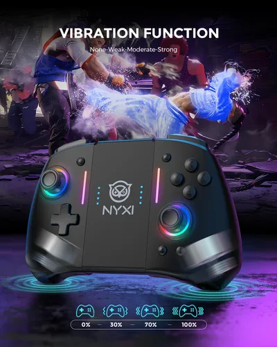 Vista 7 de NYXI Hyperion Meteor Light Wireless Joy-pad with 8 Color LED for SwitchSwitch OLED, Hyperion switch controller with RGB Lights, Programmable, 6-Axis