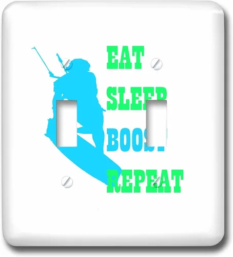 Vista 3 de 3dRose Kitesurfer Life Eat Sleep Boost Repeat Blue And Green Vector Art single toggle switch