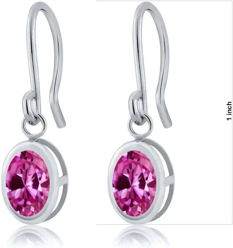 Vista 82 de Gem Stone King Aretes colgantes de plata de ley 925 de 0.276 x 0.197 in con piedra natal ovalada de alambre francés para mujer