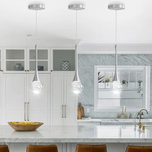 Vista 8 de Lámparas colgantes modernas para isla de cocina, LED, regulable, cristal glamuroso, iluminación colgante de techo para comedor, pasillo, dormitorio