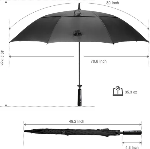 Vista 6 de LANBRELLA Paraguas de golf de 72/80 pulgadas, extra grande, resistente al viento, paraguas
