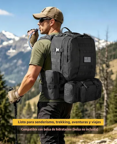 Vista 6 de CVLIFE Mochila táctica militar de asalto mochila Molle desmontable 01-negro con parche