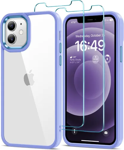 Vista 19 de HOOMIL Funda para iPhone 11 con 2 protectores de pantalla de vidrio templado, no amarillea, protección contra caídas, arañazos, transparente, parte