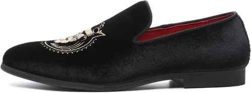 Vista 3 de Santimon Mocasines de vestir para hombre sin cordones para conducir esmoquin cabeza de león para caminar