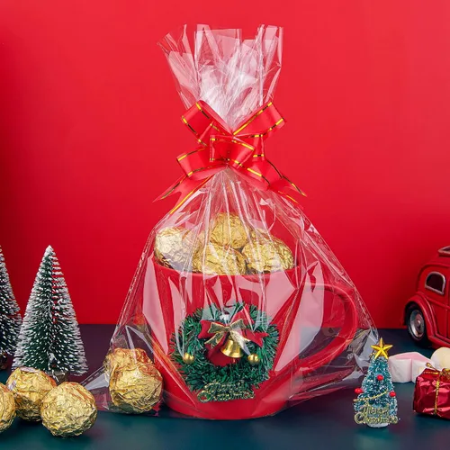 Vista 3 de Awpeye 100 bolsas transparentes de celofán para celofán, buenas para pasteles, panadería, galletas, dulces, postres, palomitas de maíz, postre