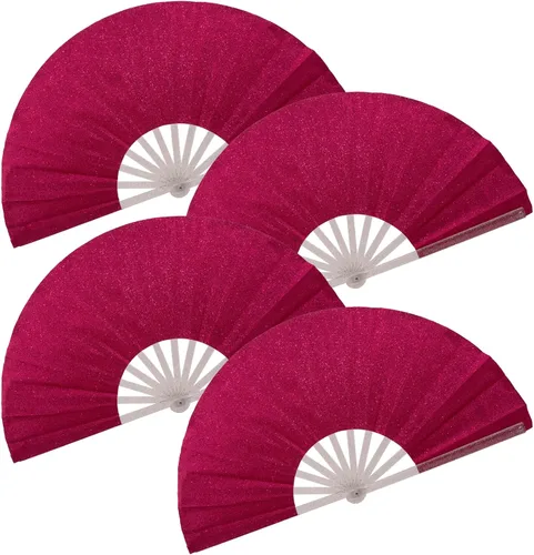 Vista 28 de Ventilador plegable de mano grande, botas en el suelo, abanicos decorativos plegables de manivela para bailes, fiestas, bodas, festivales de música