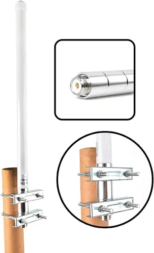 Vista 4 de Antena de radio móvil de fibra de vidrio UHF, antena base GMRS de 400-470 mhz, conector SO239 de 17 pulgadas para radioaficionado repetidor