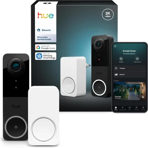 Vista 8 de Philips Hue Timbre inteligente seguro, notificaciones de sonido en tiempo real, se adapta a toma de corriente estándar, funciona con cámaras Hue