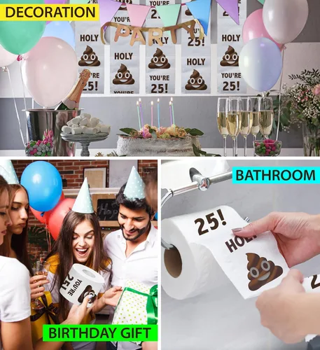 Vista 5 de Impreso TP Holy You're 25 Birthday - Papel higiénico de regalo de broma para fiesta de cumpleaños 25, divertido regalo de cumpleaños, broma de papel