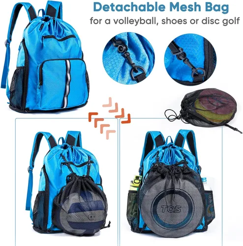 Vista 5 de Mochila de playa grande impermeable a prueba de arena, bolsa de piscina con cordón de gran tamaño personalizada con compartimento para zapatos