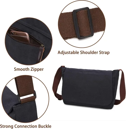 Vista 6 de Bolsa de mensajero, bolsa de mensajero de lona, bolsa de hombro, bolsa cruzada, bolsas de mensajero vintage para hombres y mujeres, bolsa de hombro