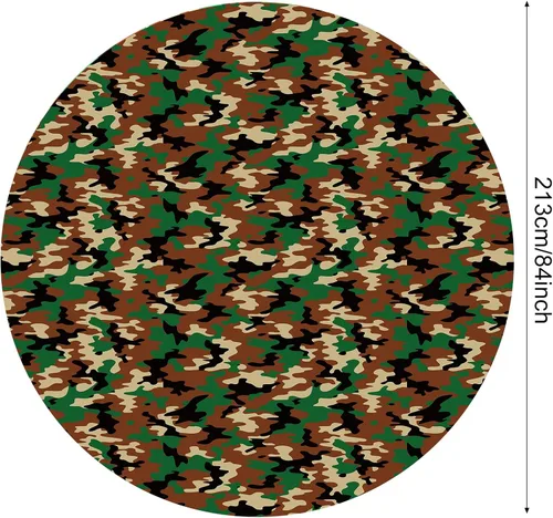 Vista 3 de Oudain Mantel de plástico de camuflaje de 3 piezas, mantel redondo de plástico desechable, fundas de mesa temáticas de camuflaje, decoraciones