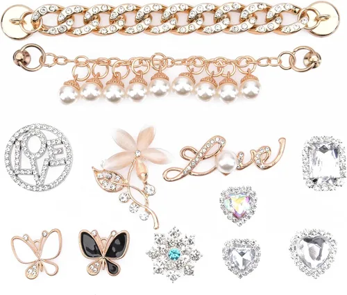 Vista 2 de Lot of 19 100 pcs Shoe Charms Random PVC and Crystal Different Fits for Clogs Sandals Decoration