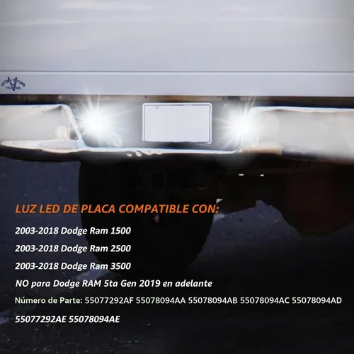 Vista 3 de Bestview Luz LED para placa de matrícula para Dodge ram 1500 2500 3500 2003