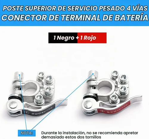 Vista 2 de Conectores de terminales de batería de automóvil, 2 piezas de terminales de batería de desconexión rápida de 4 vías, extremos de cable de batería