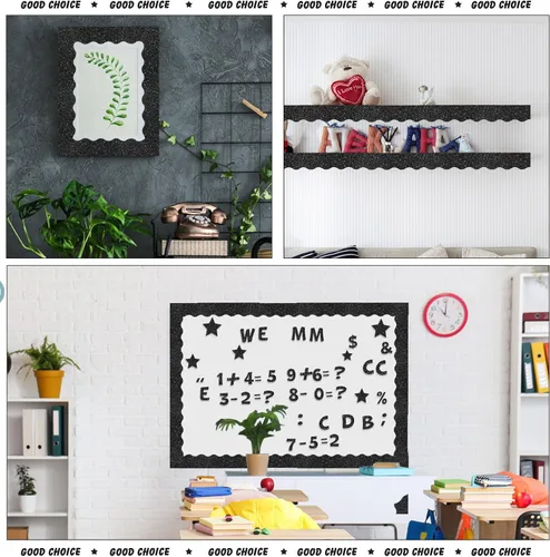 Vista 6 de Containlol Juego de 188 letras negras con purpurina y borde festoneado de 59 pies, póster del alfabeto, letras y estrellas, recorte de números