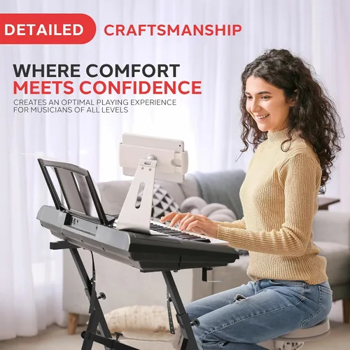 Vista 3 de Pyle Heavy Duty Folding Keyboard Stand - Sturdy Reinforced Z Design w/ Adjustable Width & Height, Foam Padded Arms, Digital Piano Stand, Fits 54-88