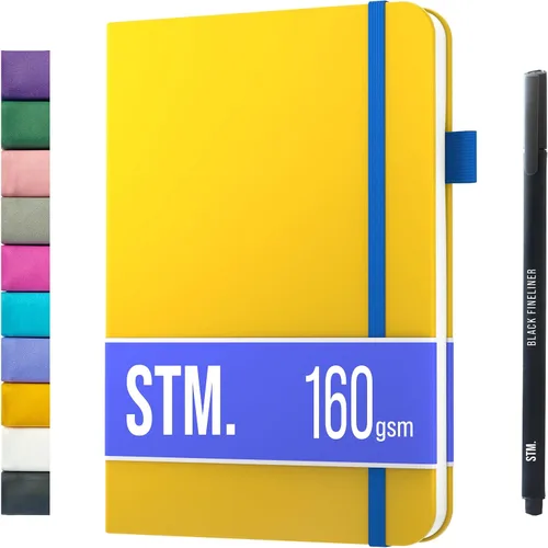 Vista 52 de Cuaderno de cuadrícula de puntos con viñetas Cuadernos diarios A5 para escritura personal, trabajo, mujeres papel grueso de 120gsm, tapa dura