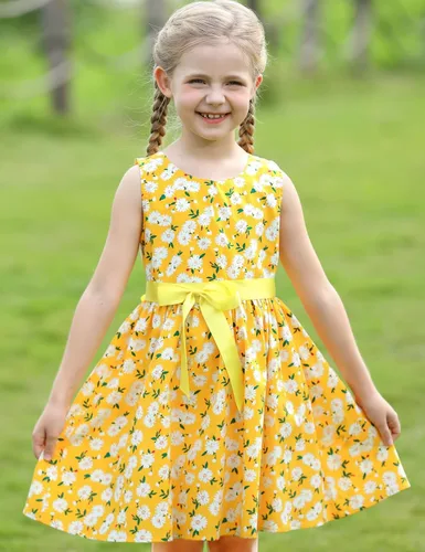 Vista 120 de Vestido de verano para niña, de algodón, con diseño floral
